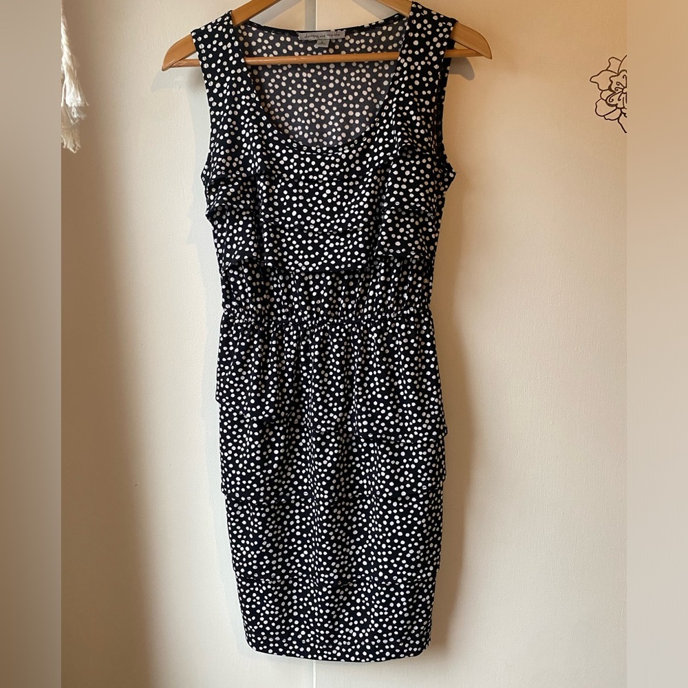 Danny and Nicole Black and White Polka Dot Dress Womens Small